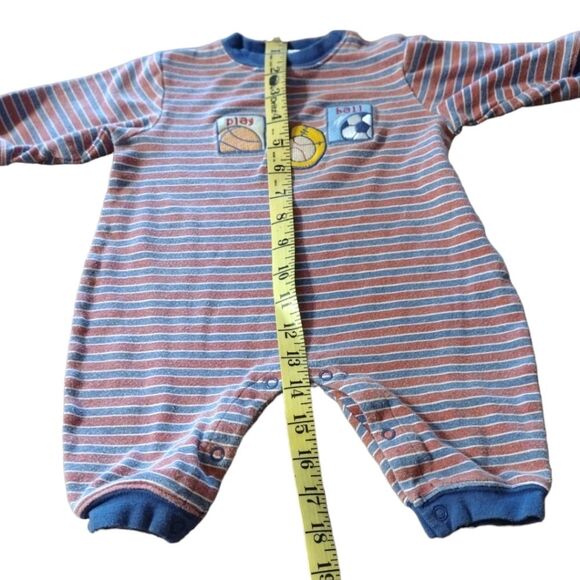 Tykes Play Ball Bodysuit Onesie Red, White & Blue Stripes Size L(6-9) Month! - Picture 6 of 8